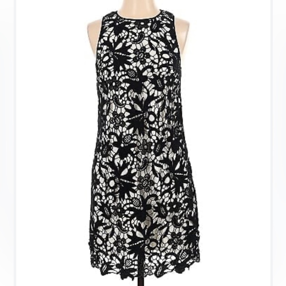 Banana Republic black/white paisley lace dress